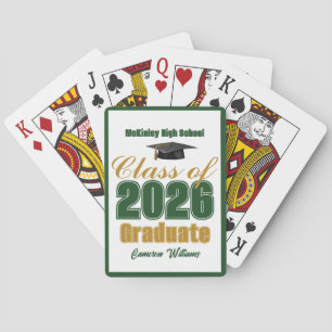 Green Gold Class of 2026 Custom Graduation Party Poker Cards