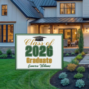 Green Gold Class of 2026 Custom Graduation Yard Sign