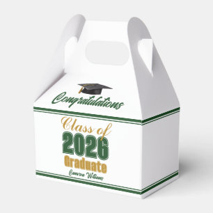 Green Gold Class of 2026 Graduation Party Favor Boxes