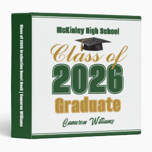 Green Gold Class of 2026 Graduation Photo Album 3 Ring Binder