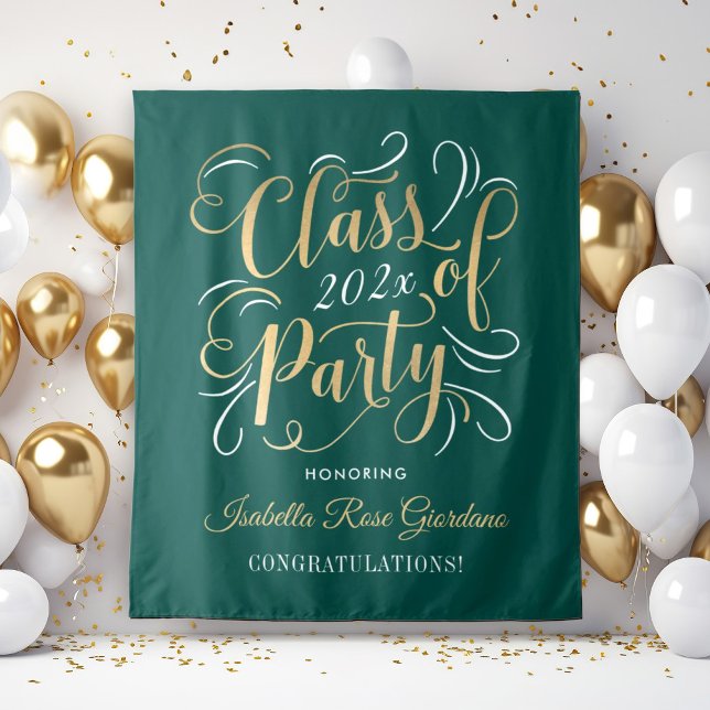 Green Gold Class of 2026 Party Graduation Backdrop (Creator Uploaded)