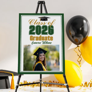 Green Gold Class of 2026 Photo Graduation Party Foam Board