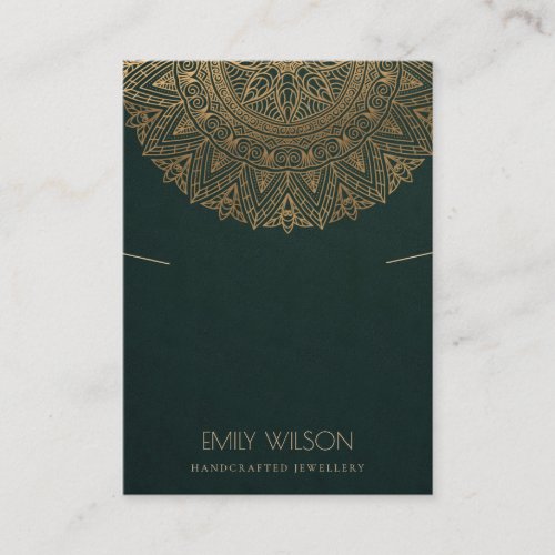 GREEN GOLD CLASSIC ORNATE MANDALA NECKLACE DISPLAY BUSINESS CARD