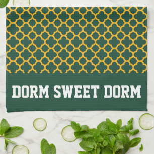 Green Gold College Team Cool Fun Dorm School Kitchen Towel