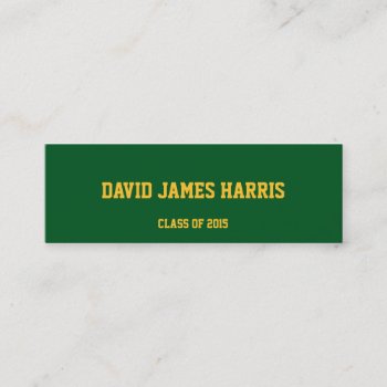 Green Gold Collegiate Graduation Insert Name Card by FidesDesign at Zazzle