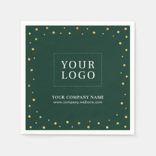 Green & Gold Confetti Business Promotional Logo Napkins