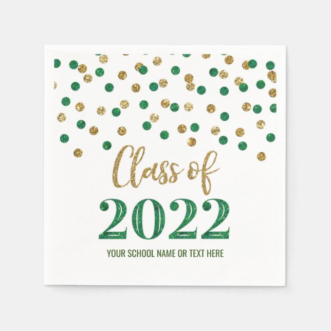 Green Gold Confetti Class of 2022 Napkins (Front)