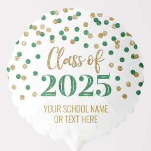 Green Gold Confetti Class of 2025 Graduation Balloon