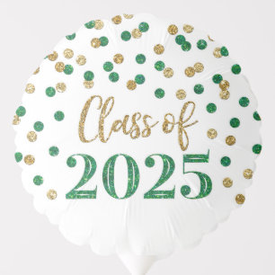 Green Gold Confetti Class of 2025 Graduation Balloon