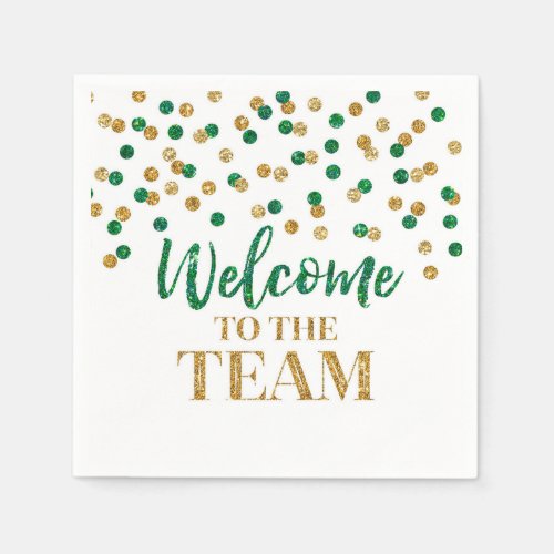 Green Gold Confetti Welcome to the Team Napkins