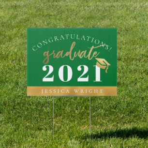 Green Gold Congratulation Graduate Graduation Yard Sign
