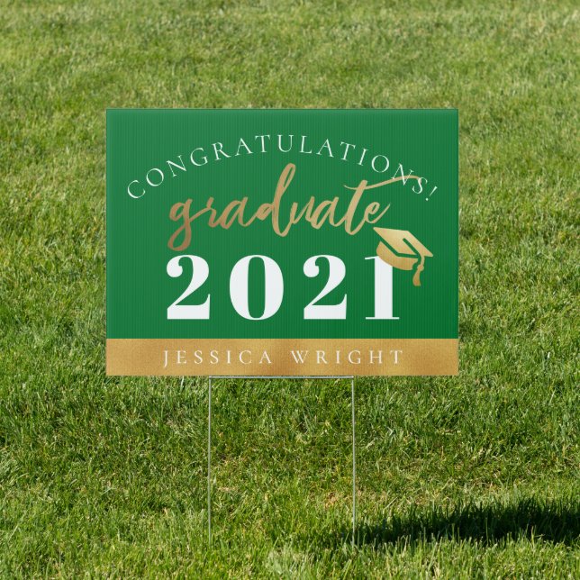 Green Gold Congratulation Graduate Graduation Yard Sign (Insitu)