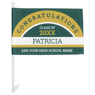 Green Gold Congratulations Grad 2020 Custom Name Car Flag