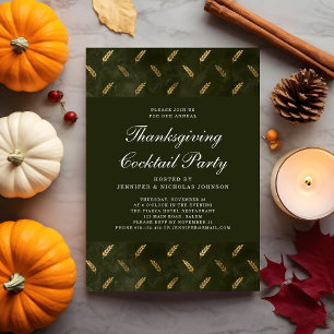 Green Gold Crop Thanksgiving Cocktail Party Invitation