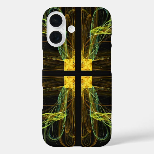Green & Gold Cross Fractal phone Case (Back)