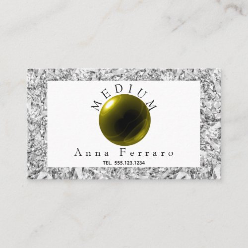 Green Gold Crystal Ball  Diamond Fortune Telling  Business Card