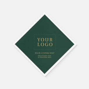 Green & Gold Custom Business Logo Promotional Napkins
