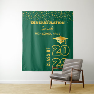 Green & Gold Custom Graduation Party Backdrop