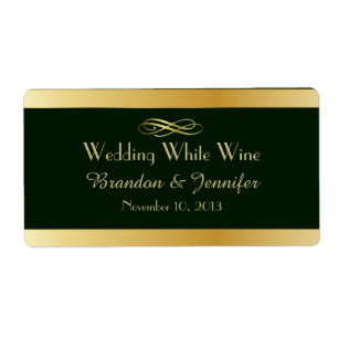 Green & Gold Custom Wedding Mini Wine Labels