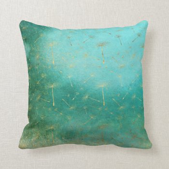 Green & Gold Dandelion Cushion by BamalamArt at Zazzle