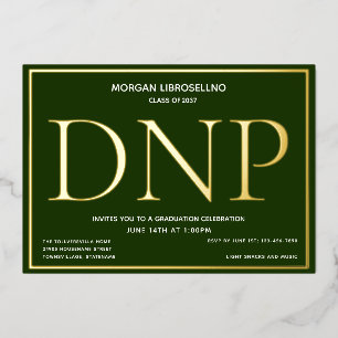 Green Gold DNP Graduation Foil Invitation