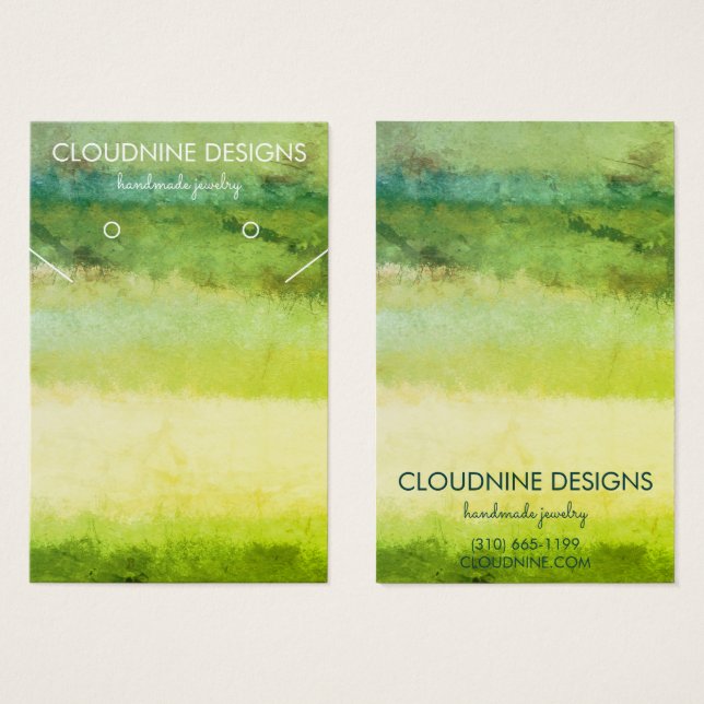 Green Gold Earring Necklace Jewelry Display Card (Front & Back)