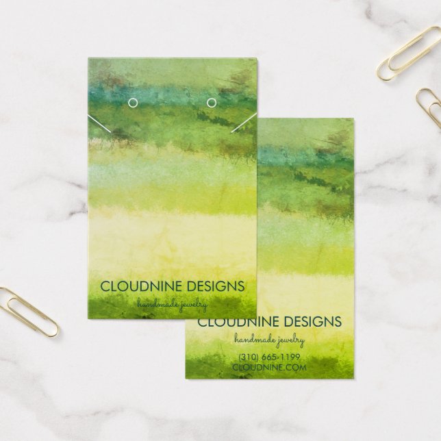 Green Gold Earring Necklace Jewelry Display Card (Office)