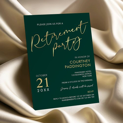 Green & Gold Elegant Corporate Retirement Party