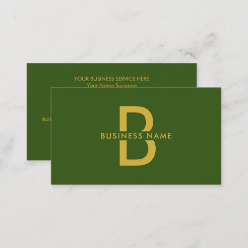 Green  Gold Elegant Monogram Modern Professional  Business Card