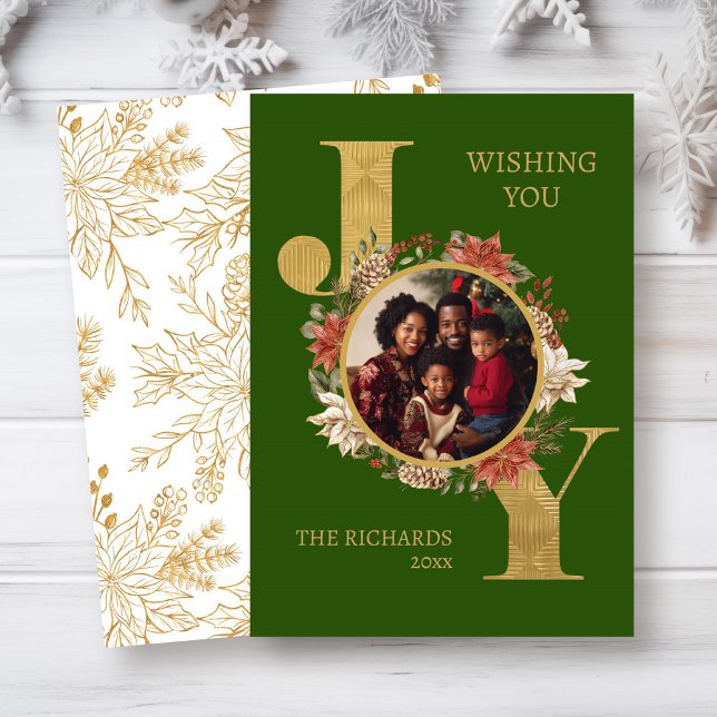 Green Gold Elegant Photo Christmas Holiday Card (Creator Uploaded)