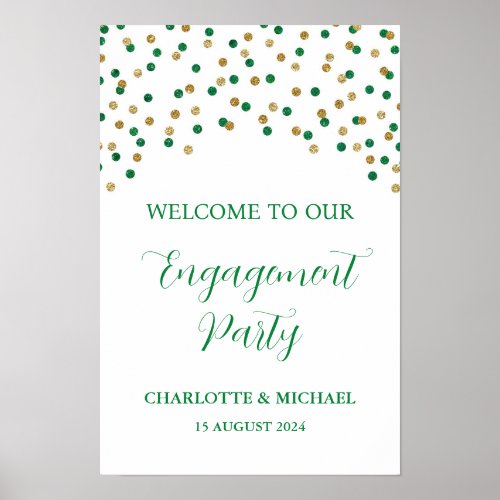 Green Gold Engagement Party Custom 12x18 Poster