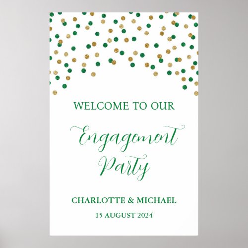 Green Gold Engagement Party Custom 20x30 Poster