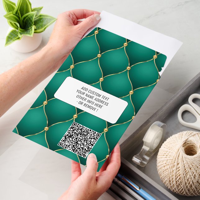 Green Gold Envelope Mailers Personalized QR Code (Desk)