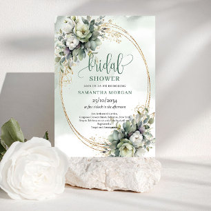 Green Gold Eucalyptus Bridal Shower Invitation