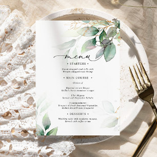 Green & Gold Eucalyptus Floral Wedding Menu