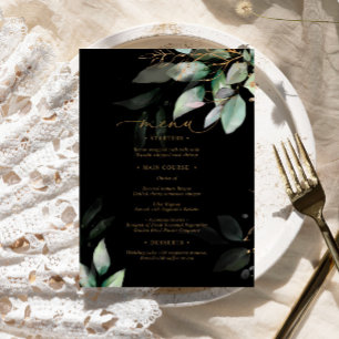 Green & Gold Eucalyptus Floral Wedding Menu