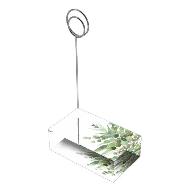 Green Gold Eucalyptus Glitzy Wedding  Place Card Holder (Corner)