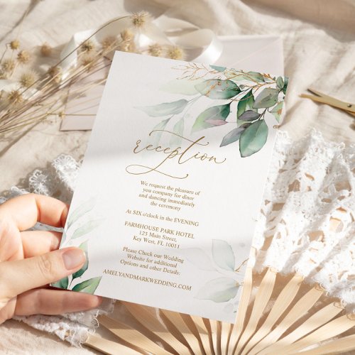 Green  Gold Eucalyptus  Reception Enclosure Card