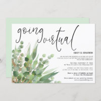 Green Gold Eucalyptus Script Going Virtual Wedding