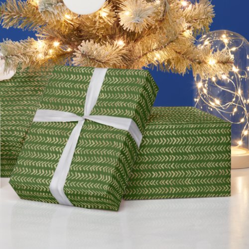 Green Gold Festive Arrow Pattern Wrapping Paper