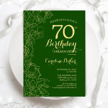 Green Gold Floral 70th Birthday Party Invitation<br><div class="desc">Green Gold Floral 70th Birthday Party Invitation. Minimalist modern design featuring botanical outline drawings accents,  faux gold foil and typography script font. Simple trendy invite card perfect for a stylish female bday celebration. Can be customized to any age. Printed Zazzle invitations or instant download digital printable template.</div>
