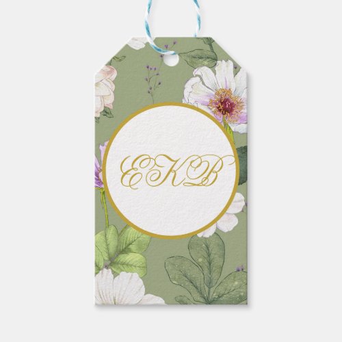  Green Gold Floral Elegant Modern Age Gift Tags