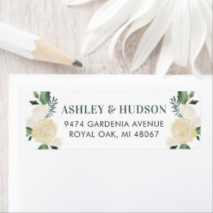 Green Gold Floral Greenery Wedding Address Label