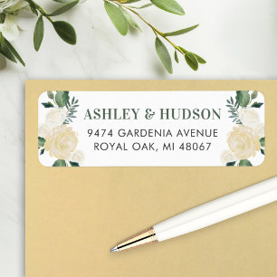 Green Gold Floral Greenery Wedding Address Label