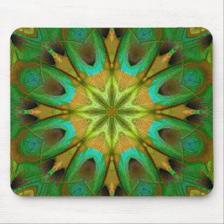Green Gold Flower Star Mandala Mousepad