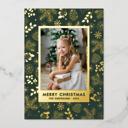 Green Gold Foil Holiday Card