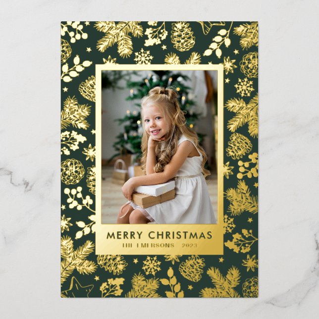 Green Gold Foil Holiday Card (Front)