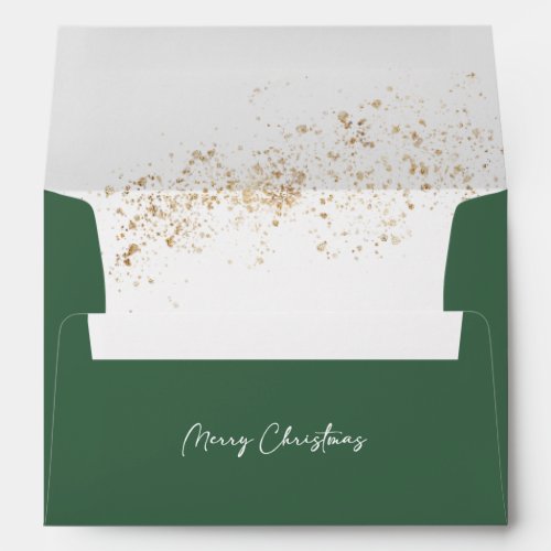 Green Gold Foil Merry Christmas  Envelope