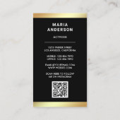 Green Gold Foil Model Actress QR Code Photo Business Card (Back)