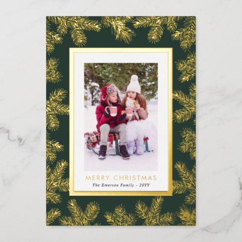 Green Gold Foil Photo Holiday Card